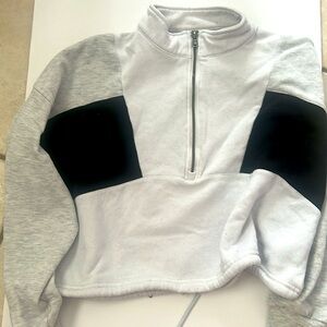 White, Grey and Black Half Zip Up Sweater - Size L